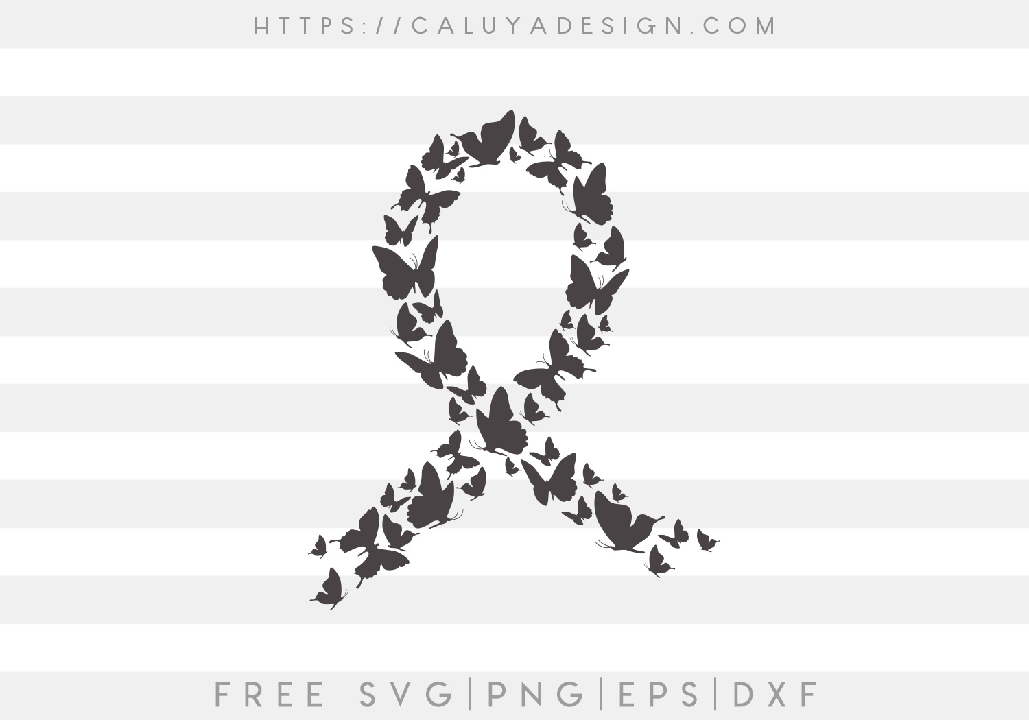 Free Butterfly Ribbon SVG, PNG, EPS & DXF by Caluya Design