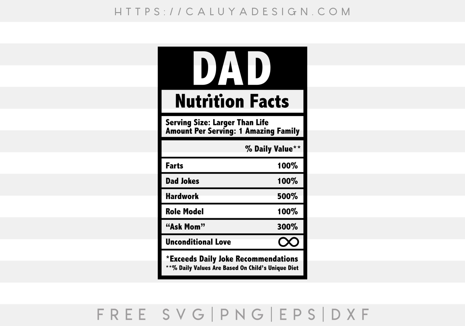Dad Nutrition Facts SVG