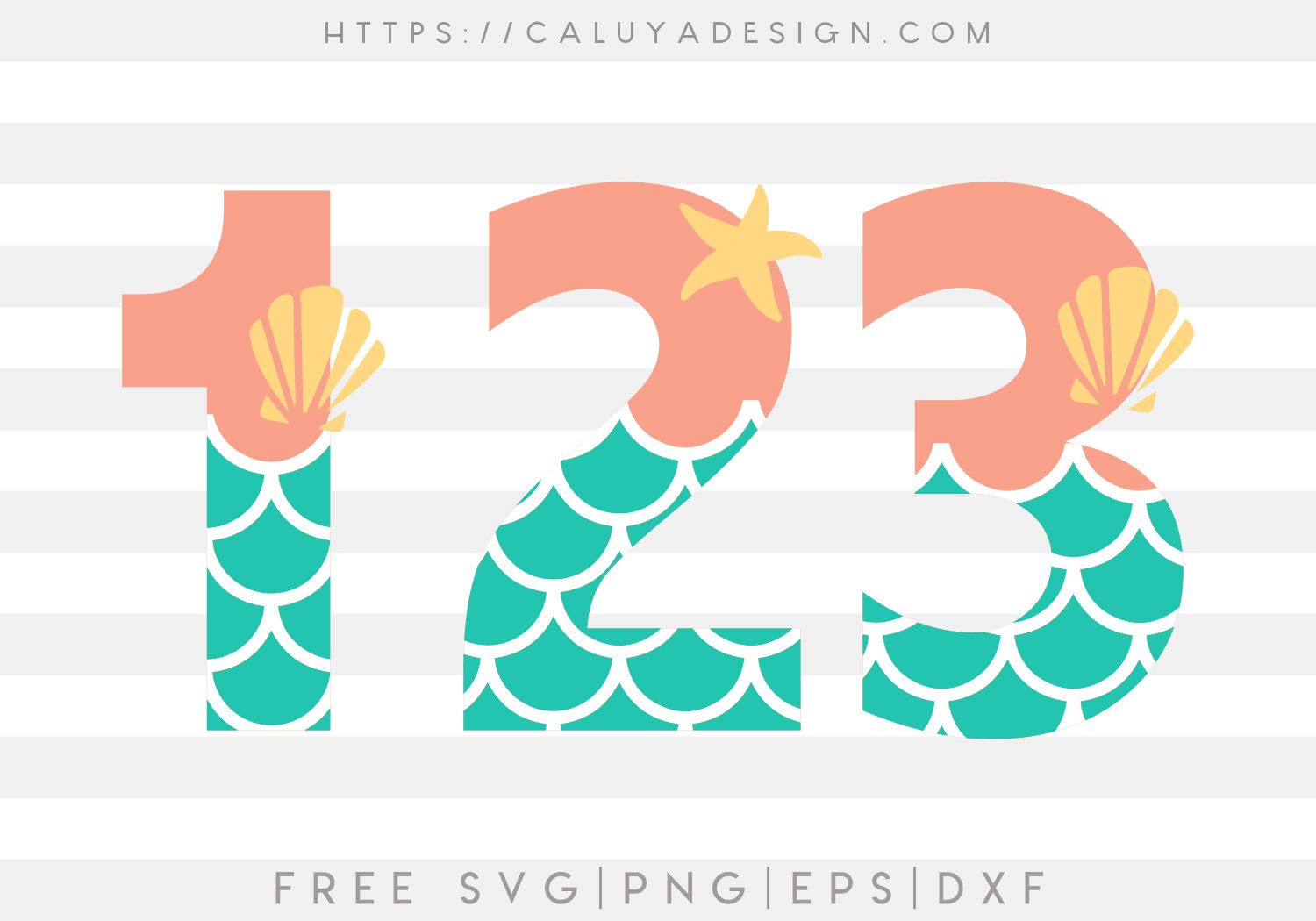 Mermaid Number SVG, PNG, EPS & DXF