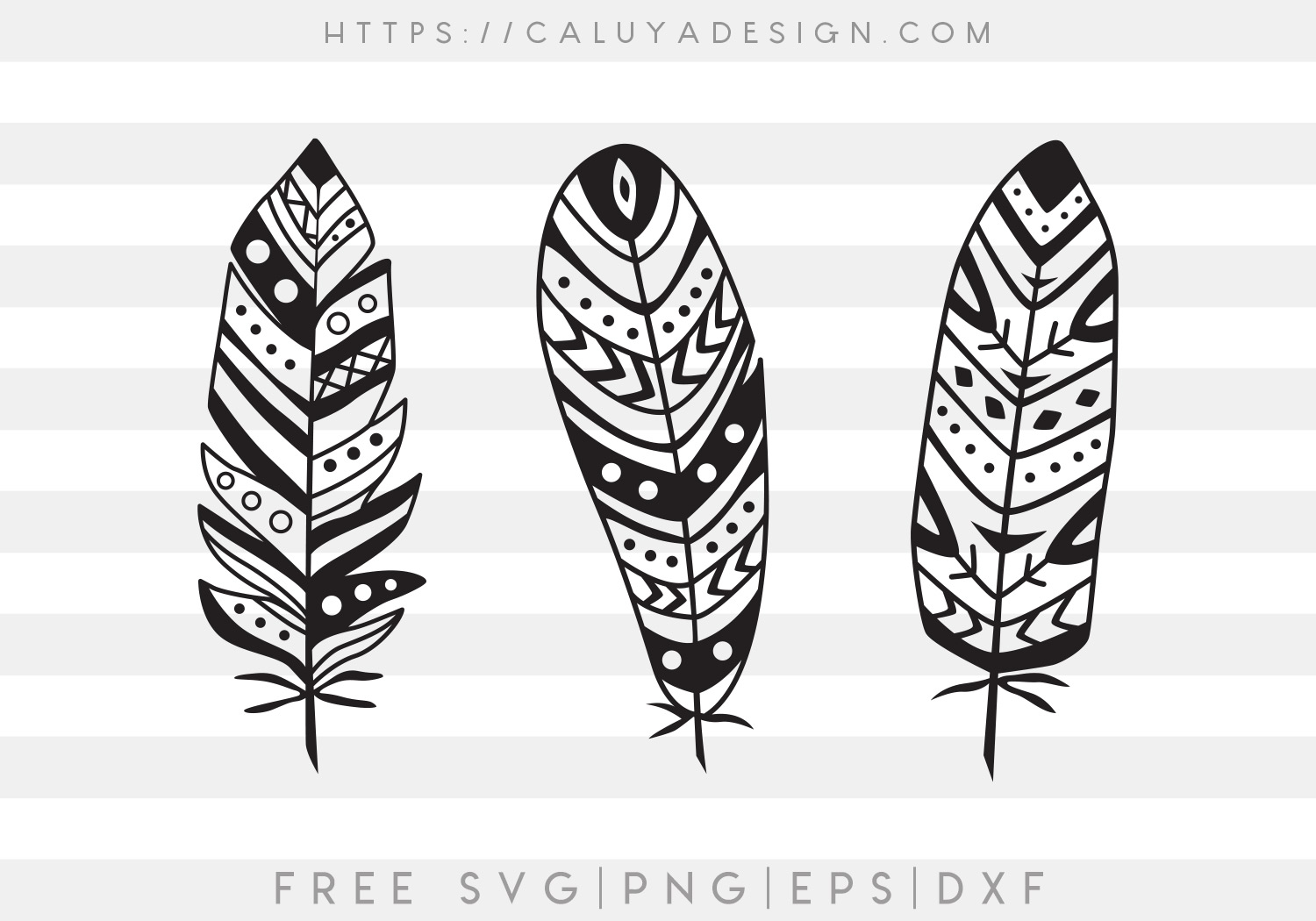 Free Boho Feathers Set SVG Cut File