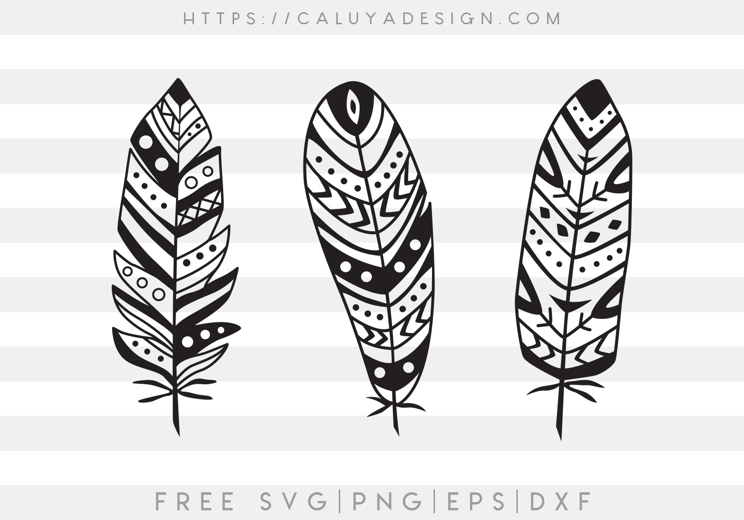 Free Boho Feathers SVG, PNG, EPS & DXF by Caluya Design