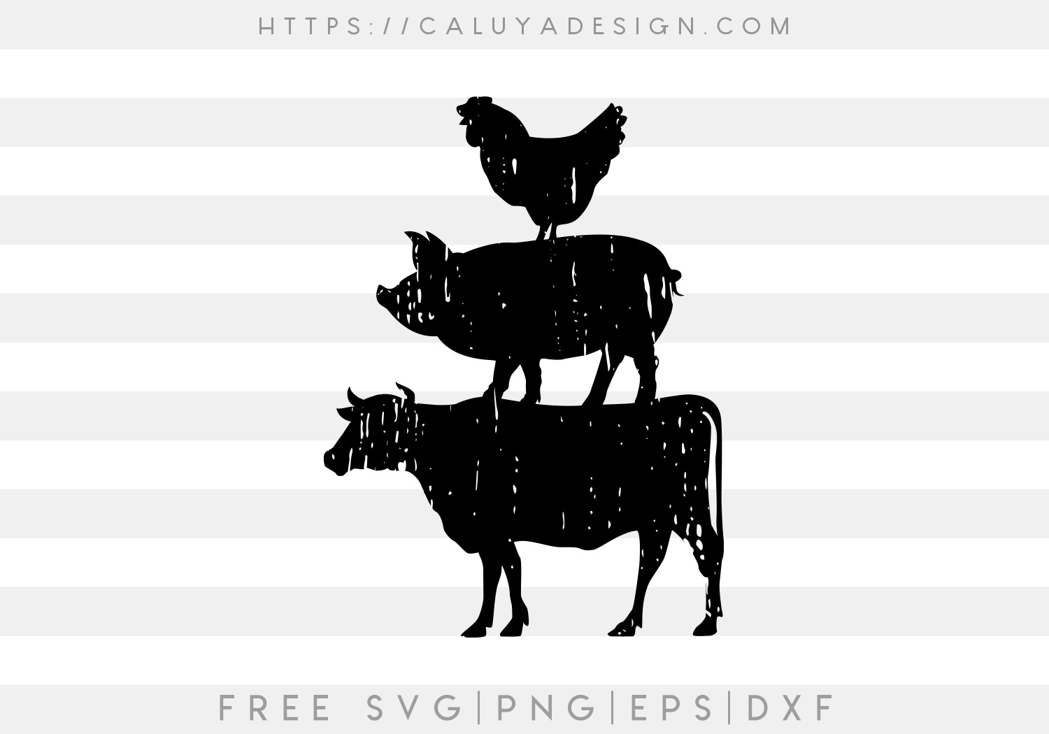 Distressed Farm Animals SVG, PNG, EPS & DXF