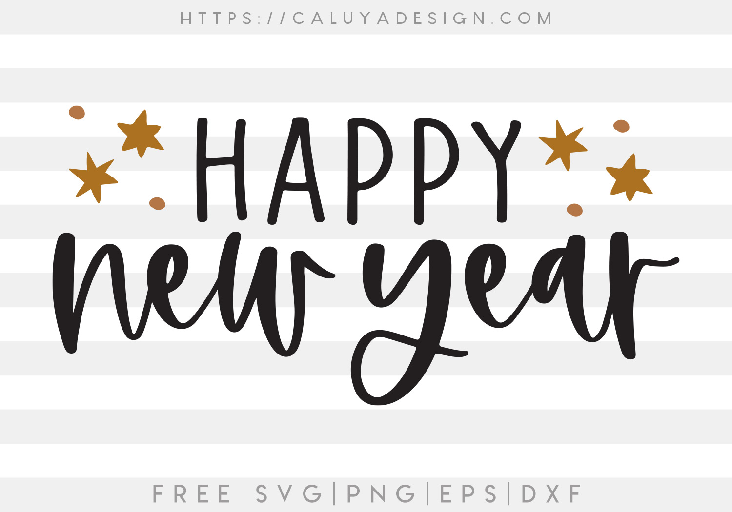 Iron transfer Happy New Year DXF and SVG Cut Files Calligraphy