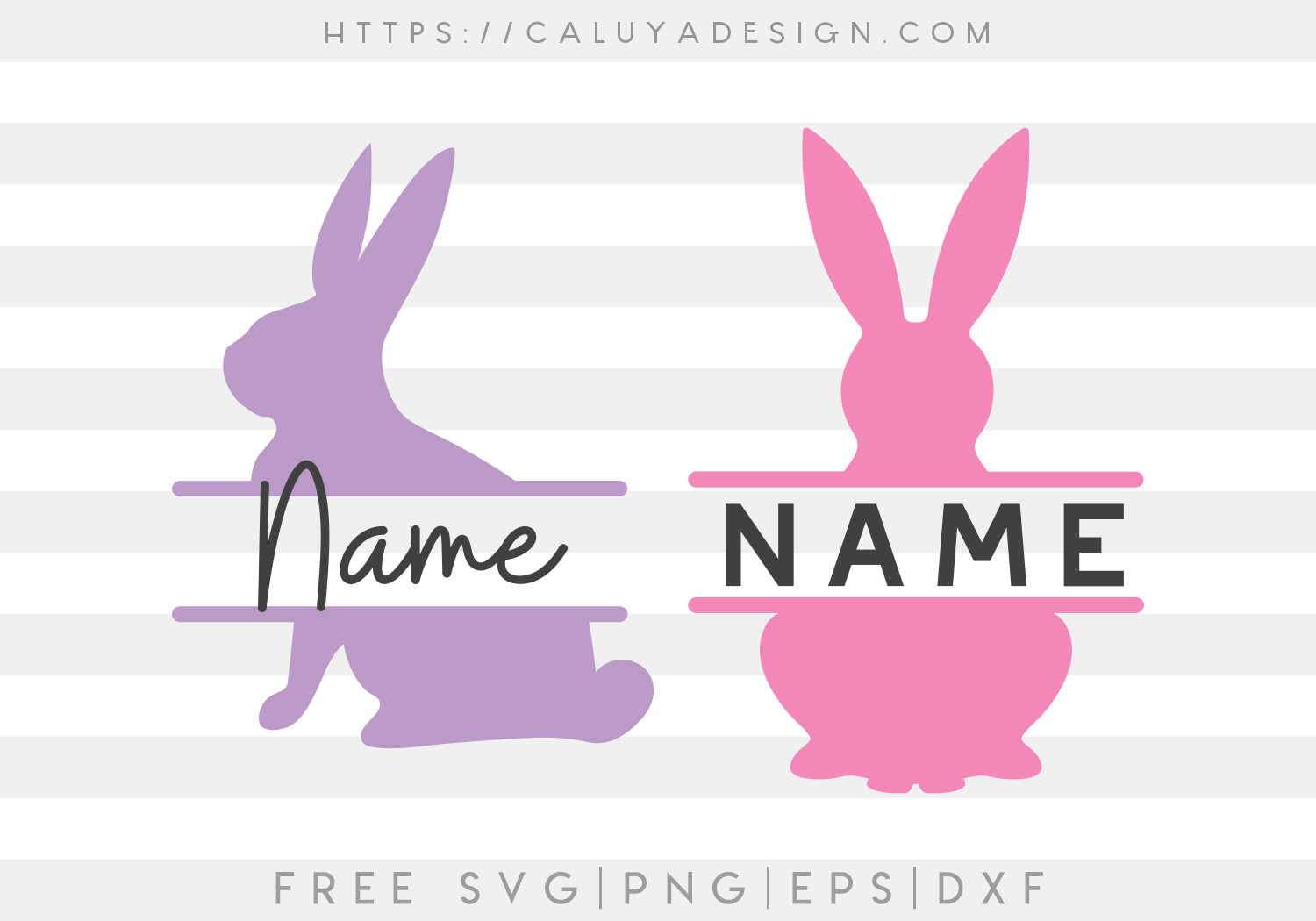 Free Bunny Split Monogram SVG, PNG, EPS & DXF by Caluya Design