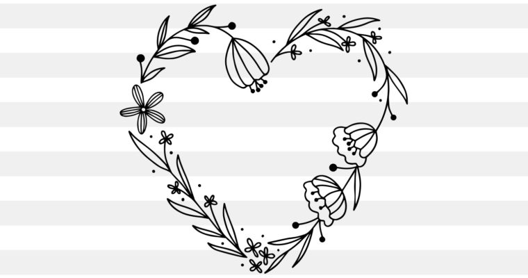 Free Heart Floral Frame SVG